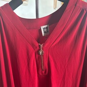 Anne Klein Red Zippered Blouse